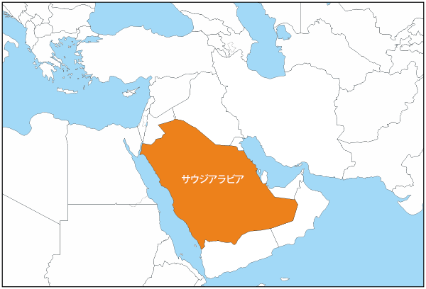 サウジアラビアの国旗と地図