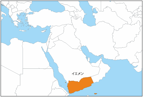 イエメンの国旗と地図