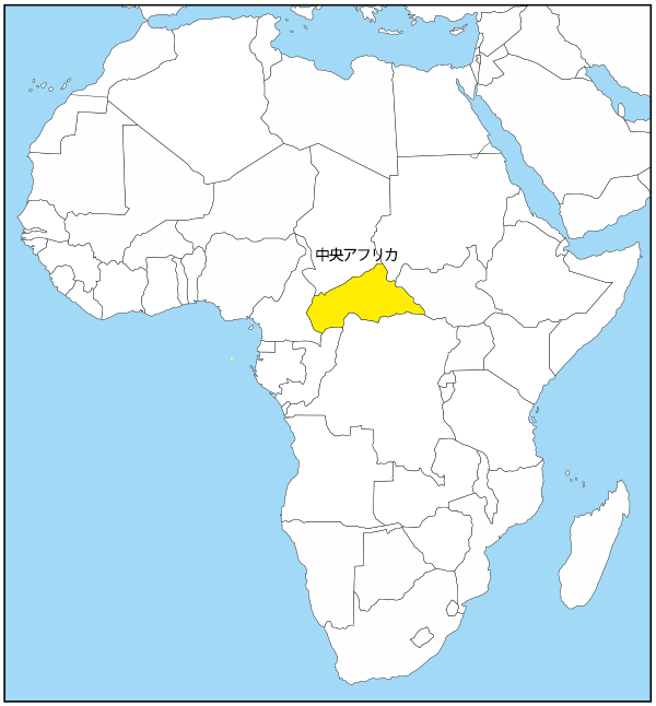 中央アフリカの国旗と地図
