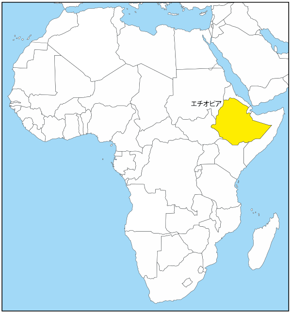 エチオピアの国旗と地図