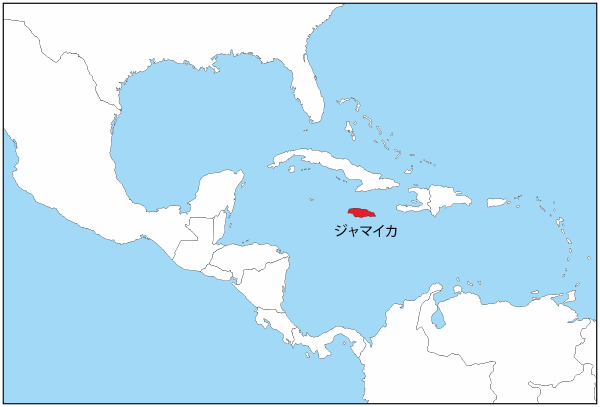 ジャマイカの国旗と地図