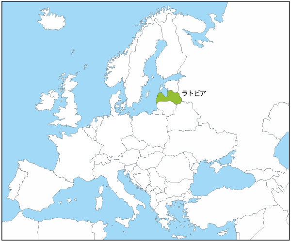 ラトビアの国旗と地図