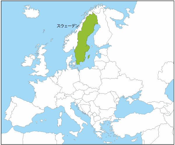 スウェーデンの国旗と地図